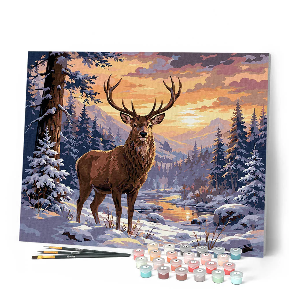 Figured'Art Winterhert schilderen op nummer hert winter middel