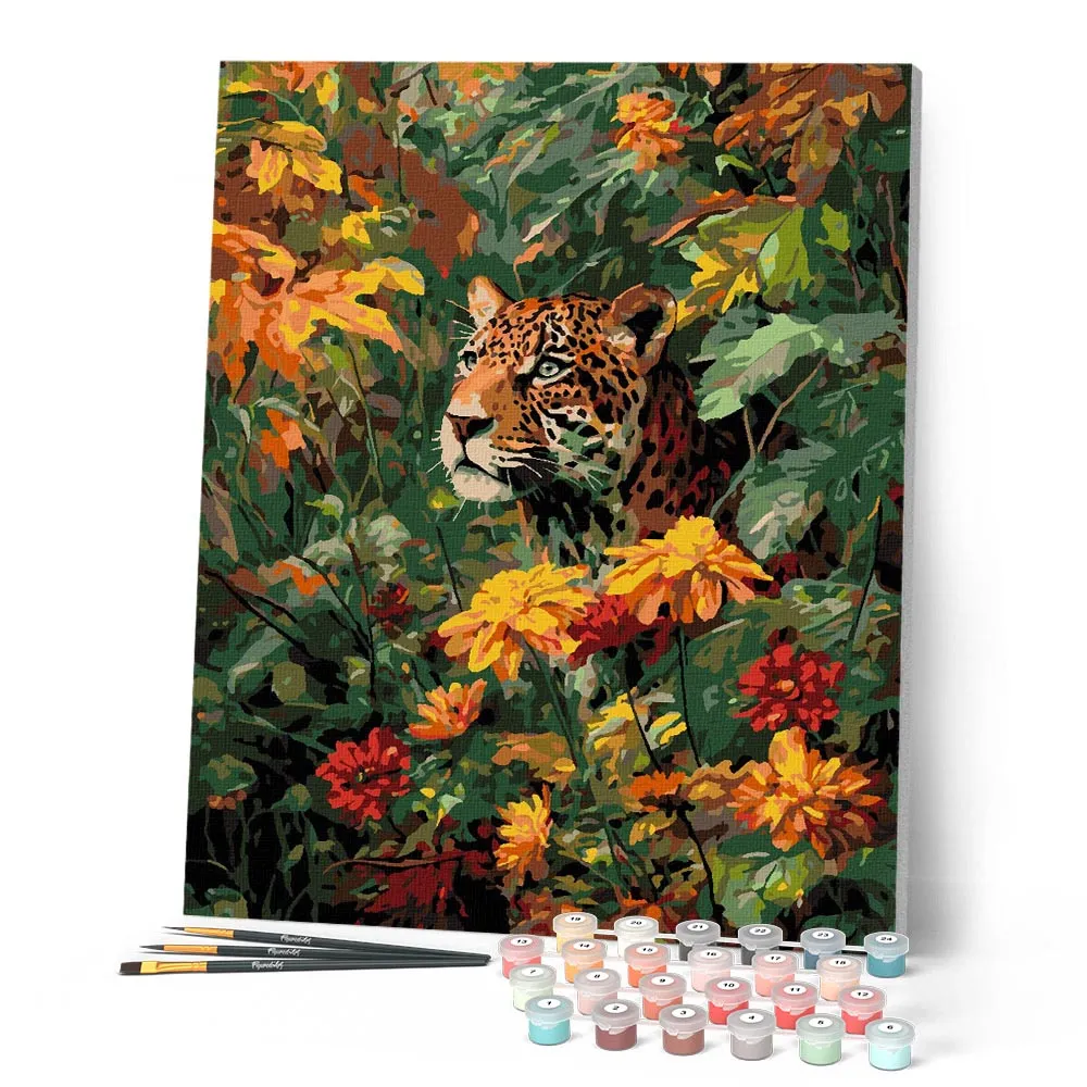 Figured'Art Luipaard in de herfst schilderen op nummer gevorderd