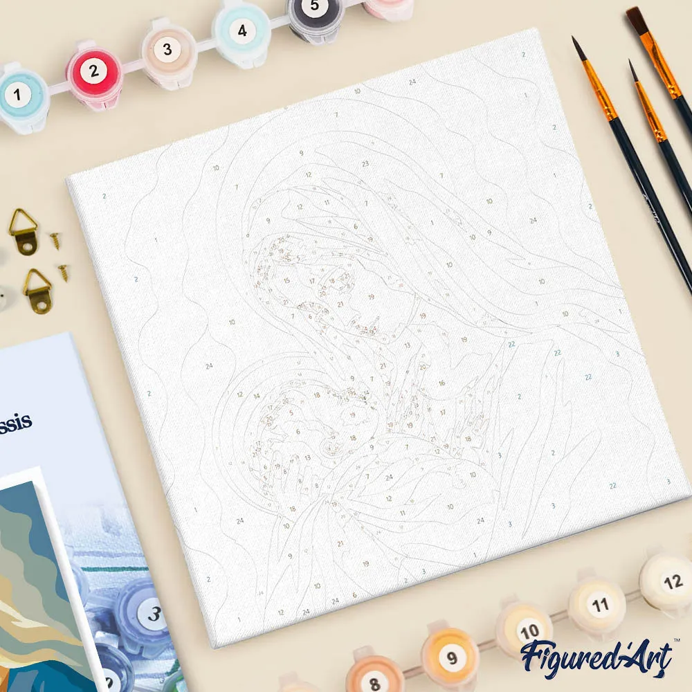 Figured'Art Maria-gebed mini schilderen op nummer 20x20 cm met frame