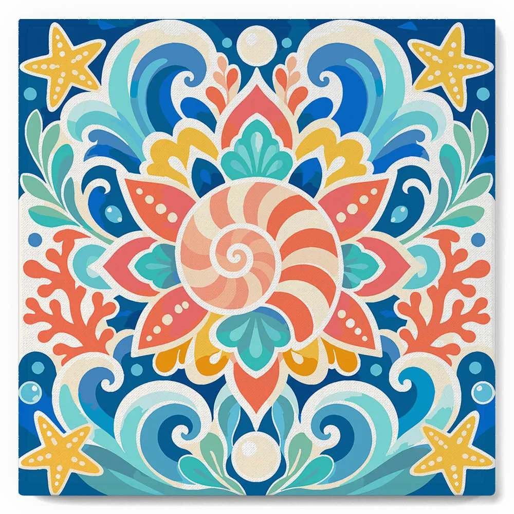 Figured'Art Schelpenmandala Schilderen op Nummer 20x20 cm Frame