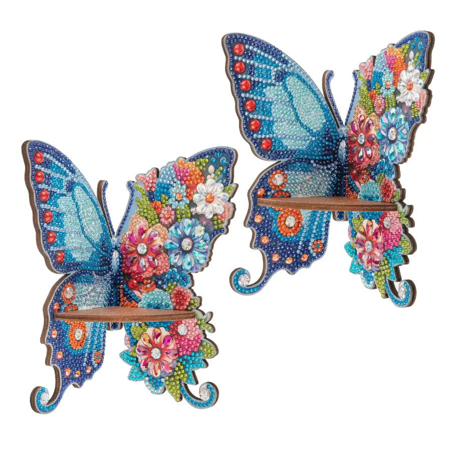 Craft Buddy Crystal Art Butterfly hoekplank 19x17,5 cm 2 st