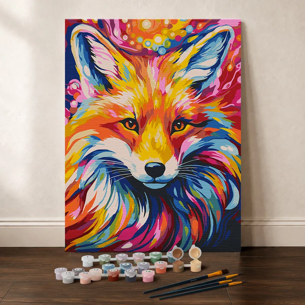 Figured'Art Kleurrijke Abstracte Vos cadeauset schilderen op nummer