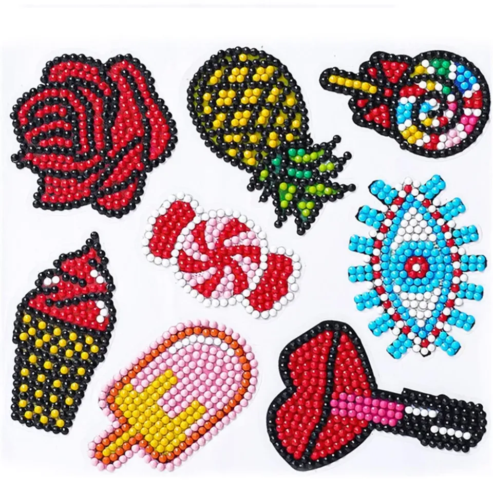 Figured'Art Diamond Painting stickers Rood 8 stuks 6,1x4,1cm