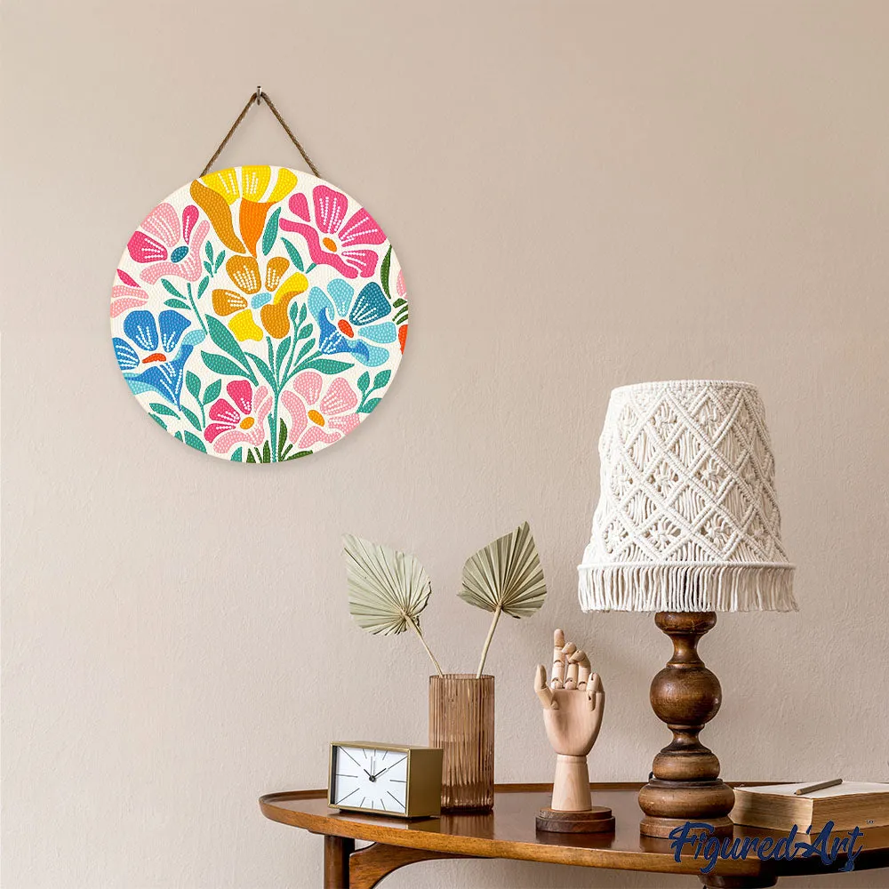 Figured'Art Kleurrijk Bloemenpatroon diamond painting 30 cm hout