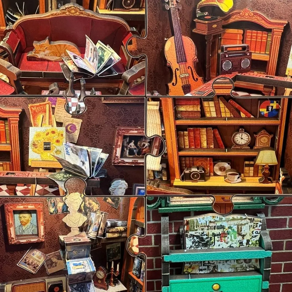 Figured'Art Tijd Boekhandel miniatuurhuisje 3D puzzel LED