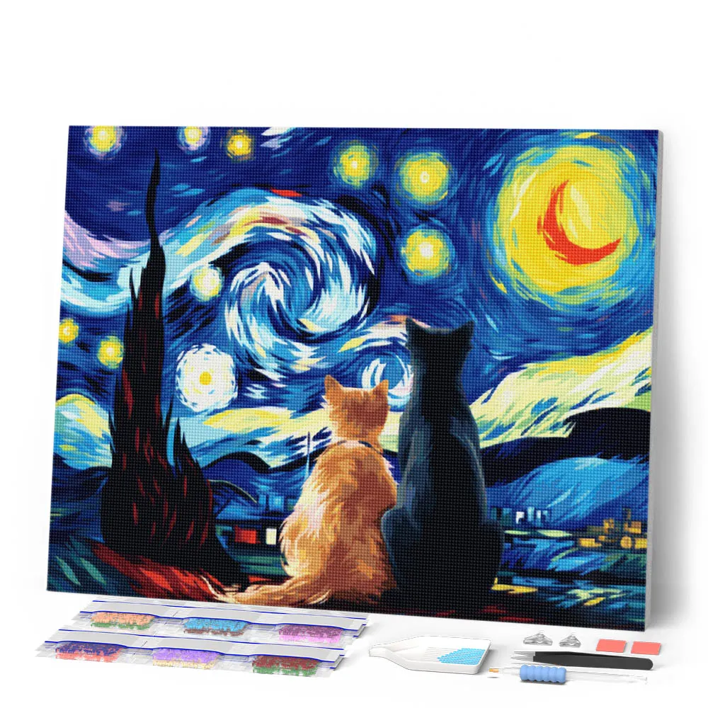 Figured'Art Sterrennacht metgezellen diamond painting 40x50cm vierkant