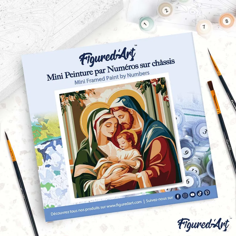 Figured'Art Mini Heilige Familie schilderen op nummer 20x20 met frame kerst