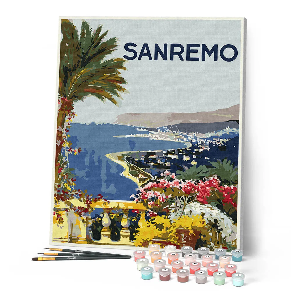 Figured'Art Bloemen van de Rivièra Sanremo schilderen op nummer 40x50