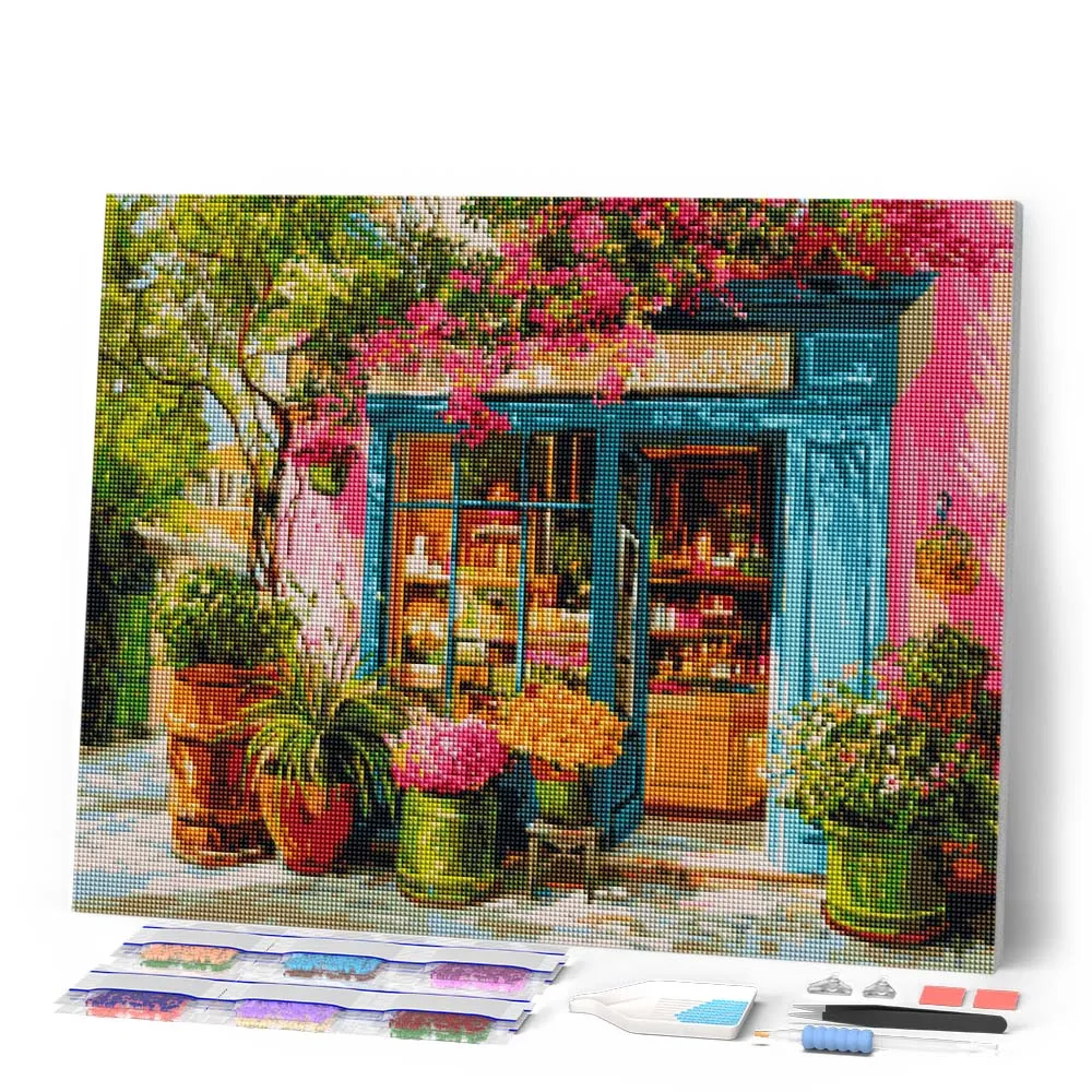 Figured'Art De bloemenmarkt diamond painting 40x50 cm full drill