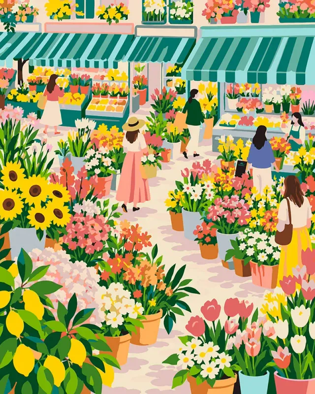 Figured'Art Markt in Bloei schilderen op nummer 40x50 cm bloemen
