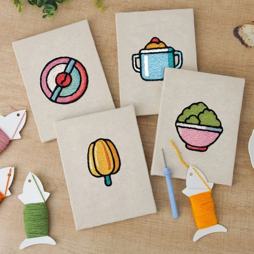Figured'Art Punch Needle Set Mini Voedseliconen borduurpakket 4 stuks katoen