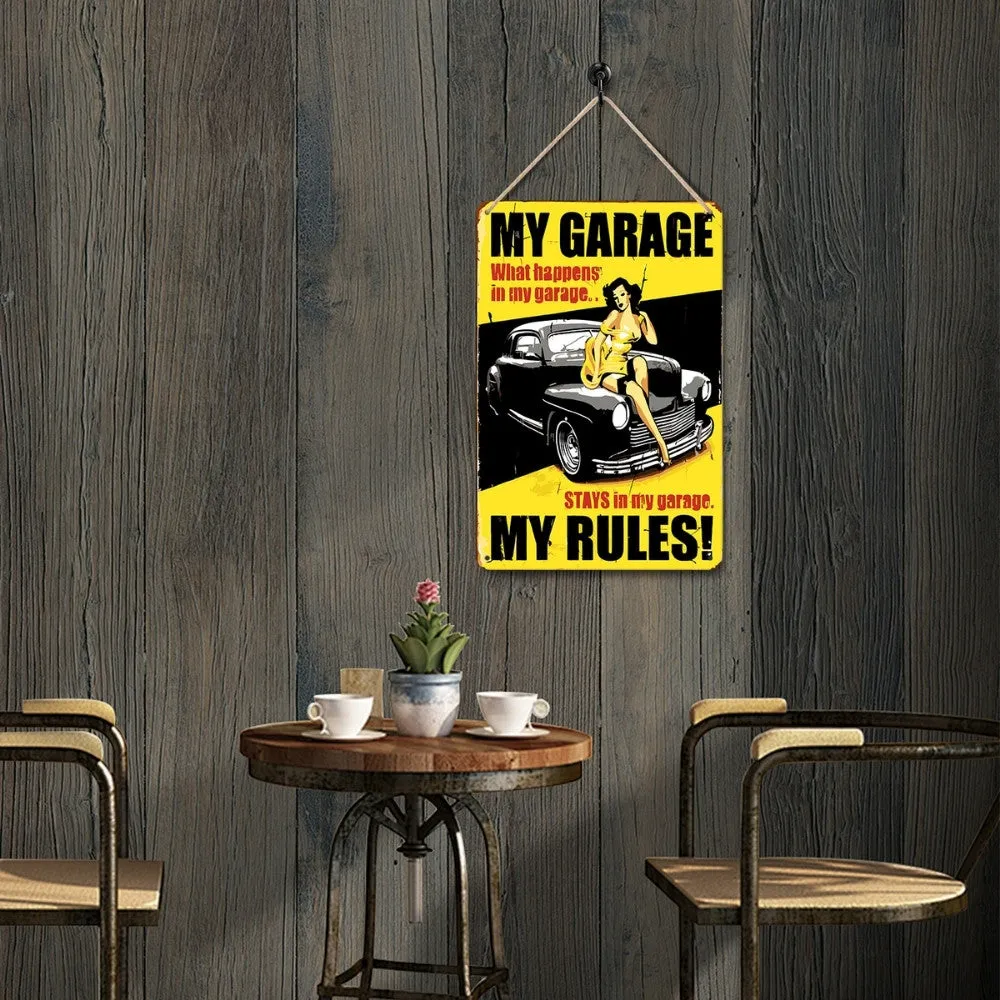 Figured'Art Mijn Garage Mijn Regels metalen poster 30x20cm