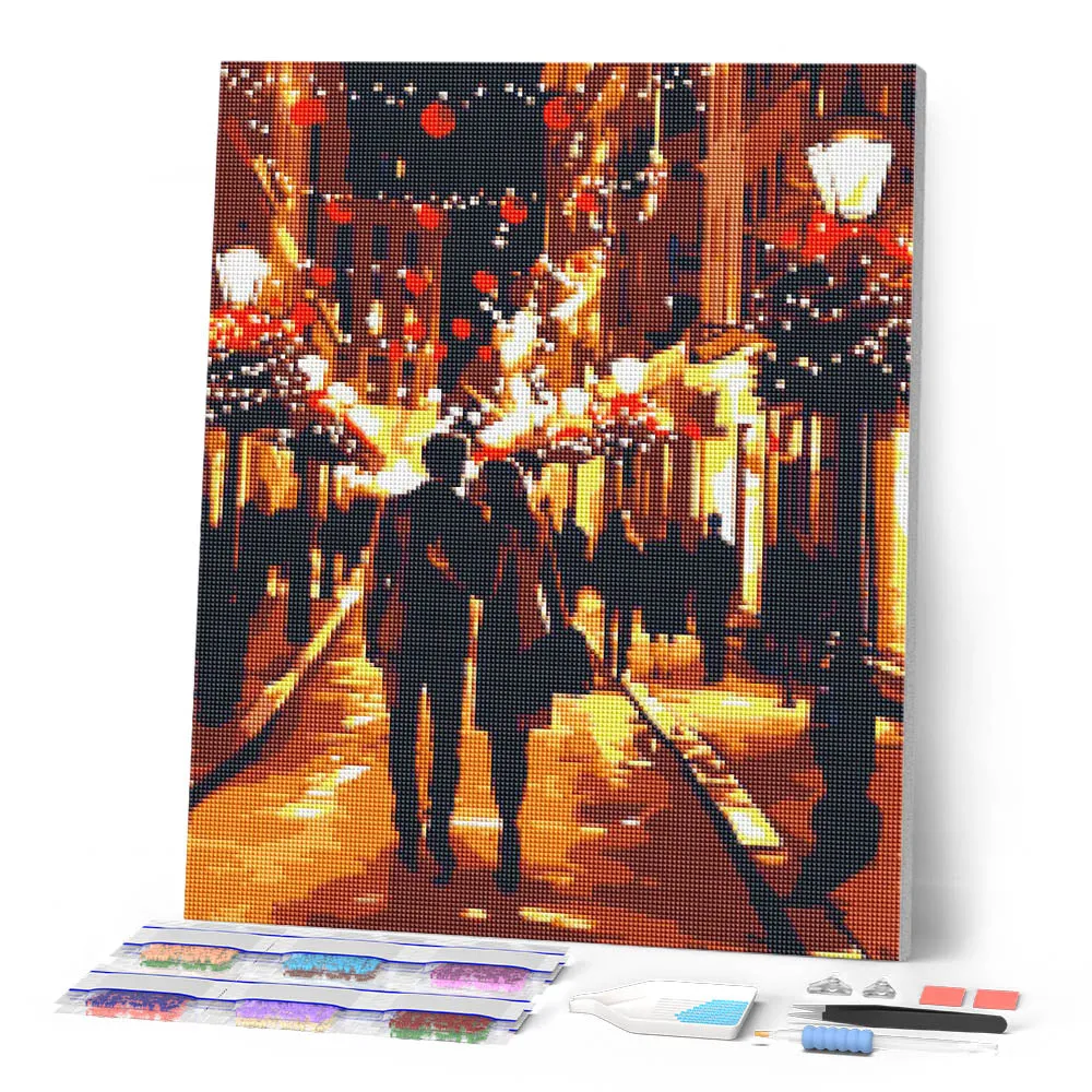 Figured'Art Romantische Kerstnacht diamond painting 40x50 vierkant