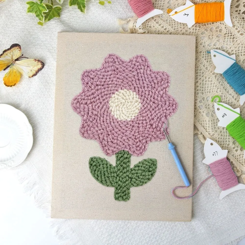 Figured'Art Sering Bloem punch needle pakket 20x30cm met frame