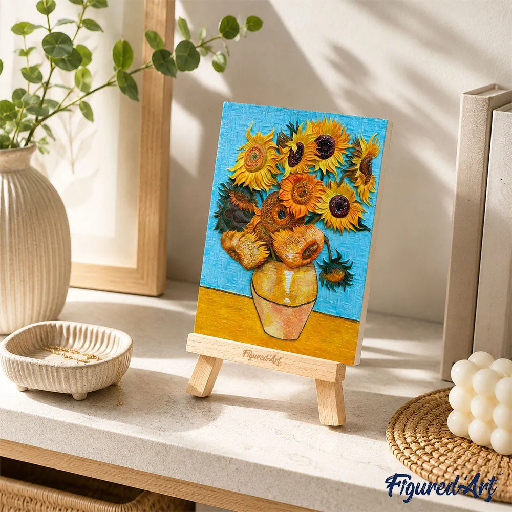 Figured'Art Zonnebloemen Van Gogh 3D schilderij 13,5x10,5 cm reliëf