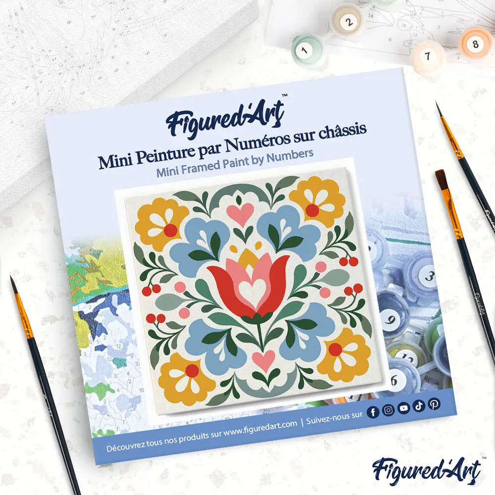 Figured'Art Bloemenmandala mini schilderij 20x20cm met lijst