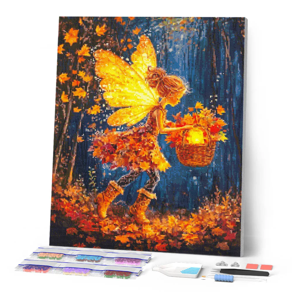 Figured'Art De bladverzamel-fee diamond painting 40x50cm herfst