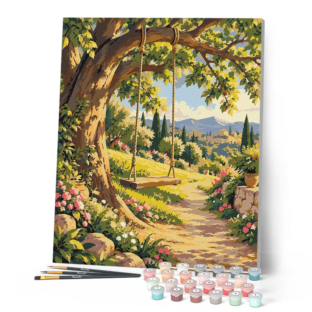 Figured'Art Schommel in de Zon schilderen op nummer 40x50cm bos