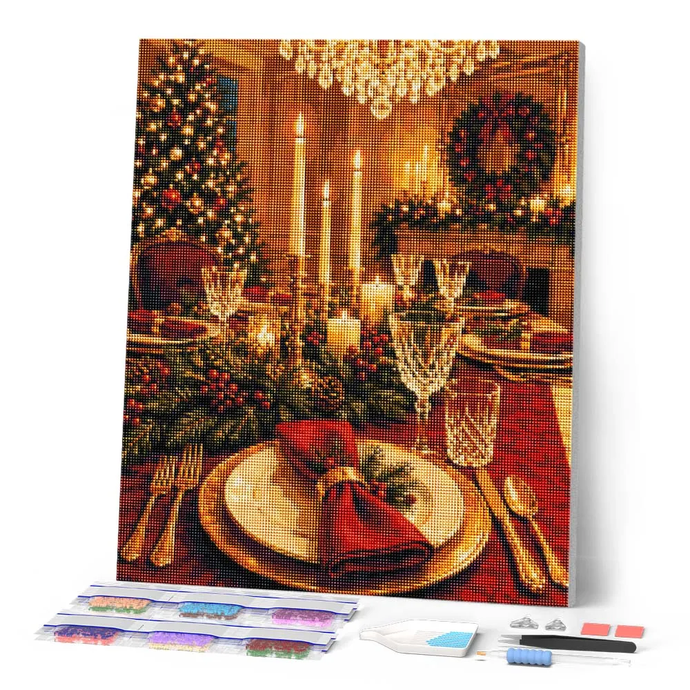 Figured'Art Kerstdiner bij kaarslicht diamond painting 40x50cm full drill