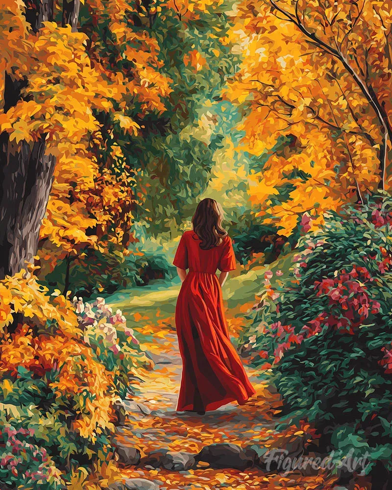 Figured'Art Dame in rood diamond painting full drill