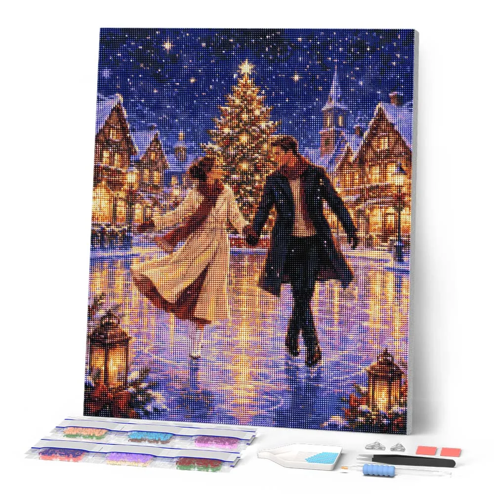 Figured'Art Romantische Kerst diamond painting 40x50 cm vierkant