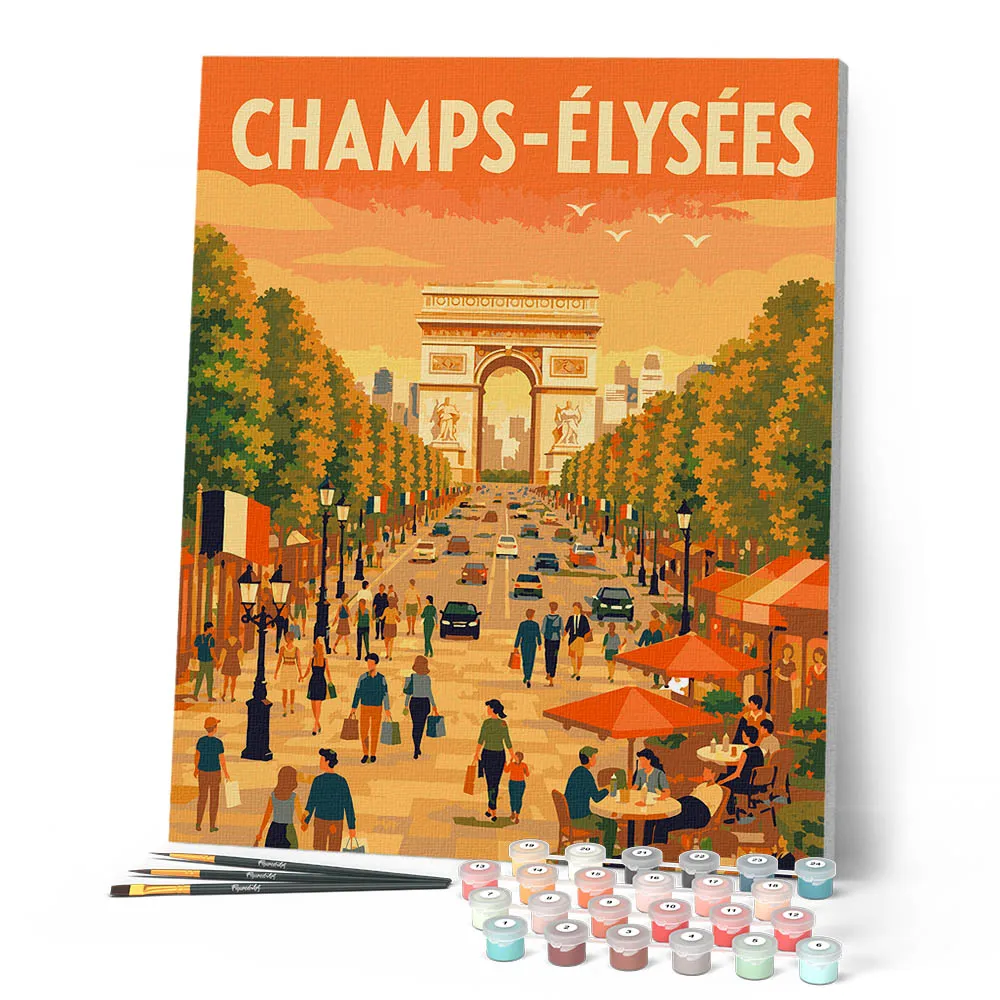 Figured'Art Reisposter Champs-Élysées schilderen op nummer 40x50 cm