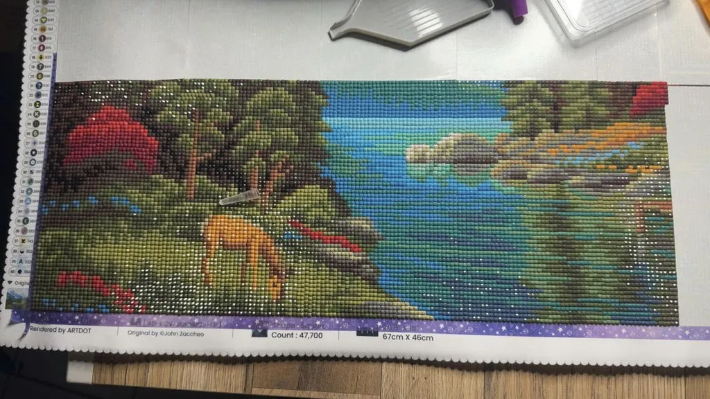 ARTDOT Rocky Cabin View diamond painting huisje 67,3x45,7cm