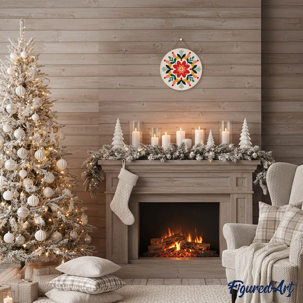 Figured'Art Wintermandala schilderen op nummer houten schijf 30cm rond