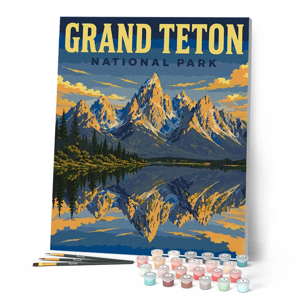Figured'Art Grand Teton schilderen op nummer 40x50 cm bergen
