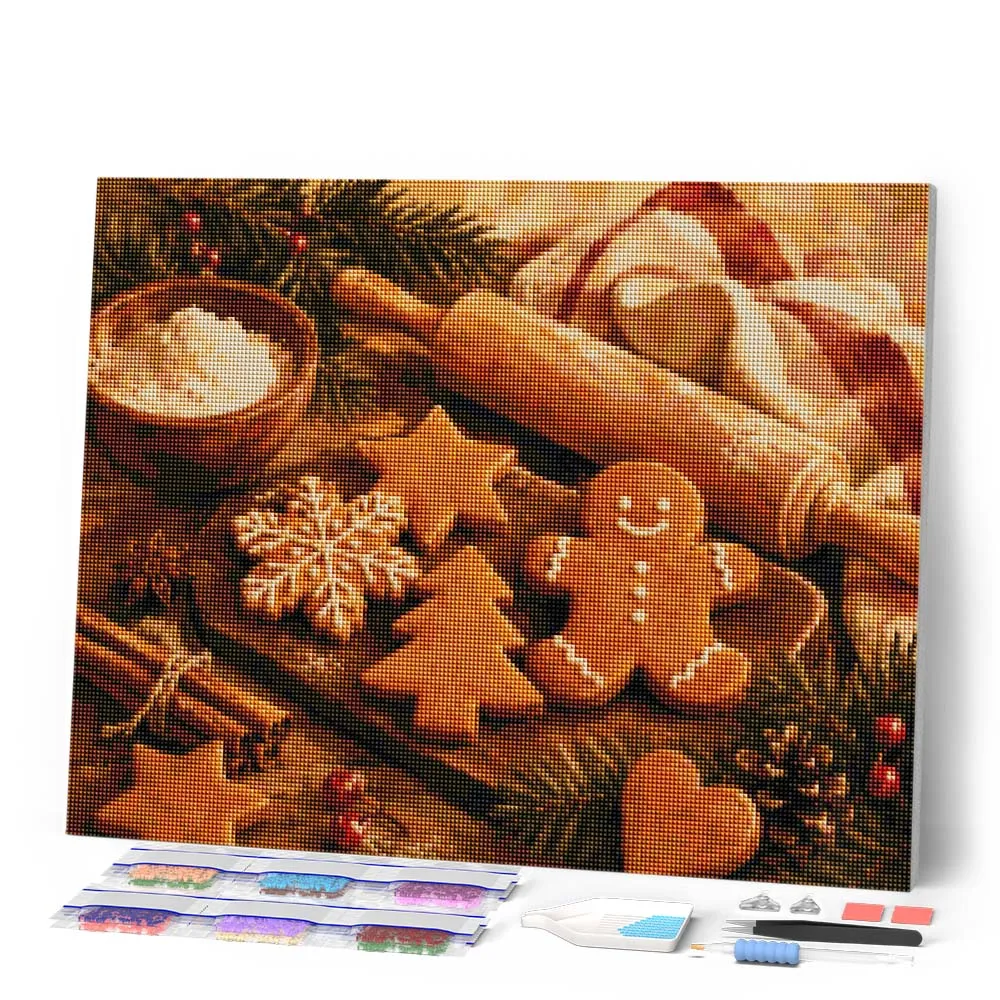 Figured'Art Peperkoek en kaneel diamond painting 40x50 cm vierkant kerst