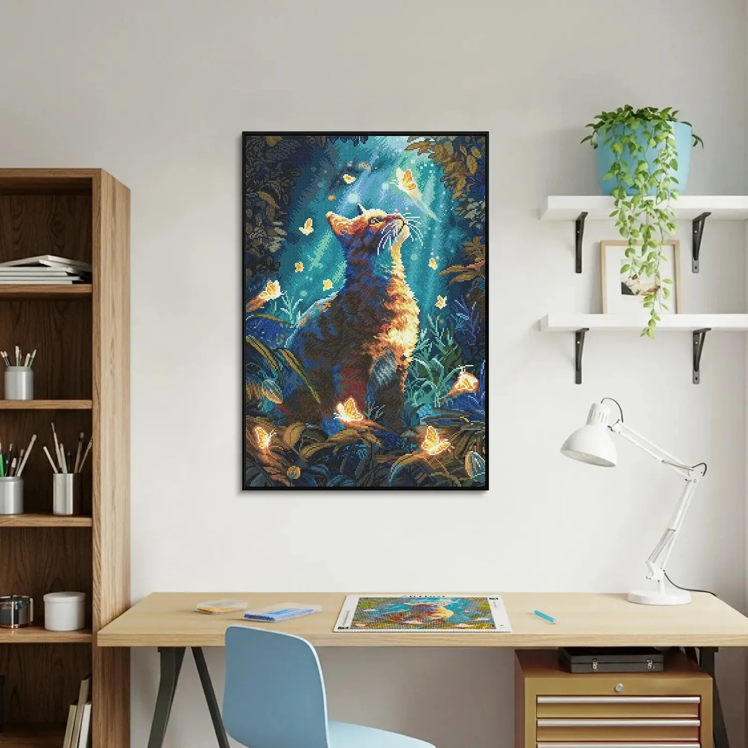 ARTDOT Butterfly Cat diamond painting kat 47,5x70cm vierkant