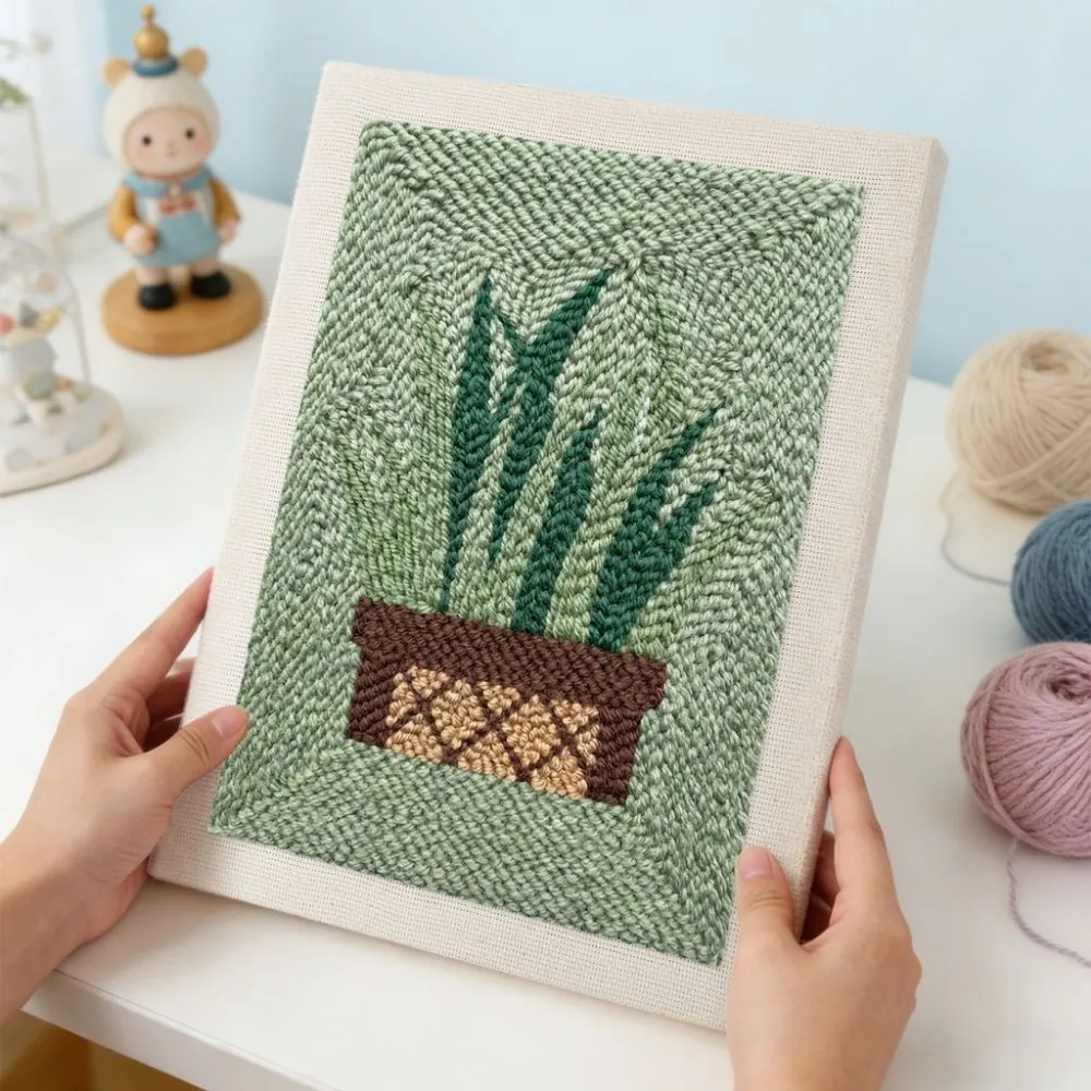 Figured'Art Sansevieria punch needle pakket 20x30 cm met frame
