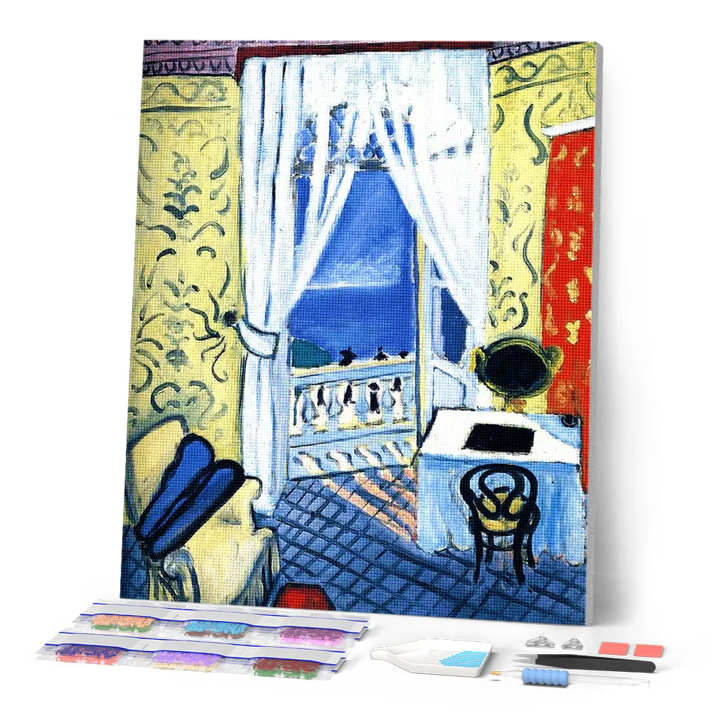Figured'Art Interieur met vioolkoffer Matisse diamond painting 40x50
