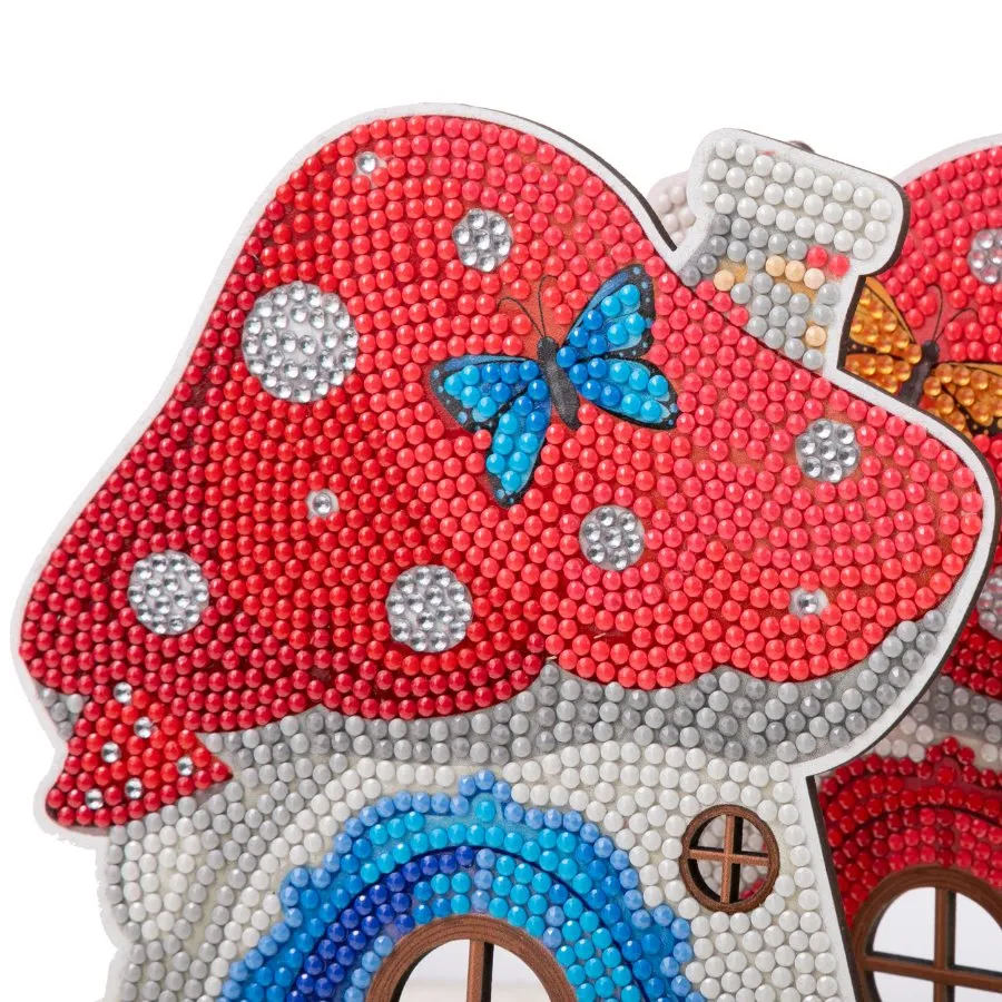 Craft Buddy Crystal Art Cute Toadstools Houten Decoratie 2 stuks