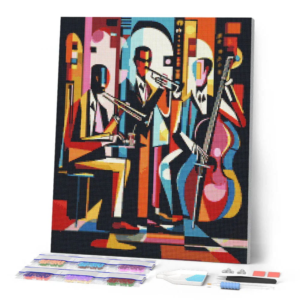 Figured'Art Jazzband abstract diamond painting full drill 20x25cm