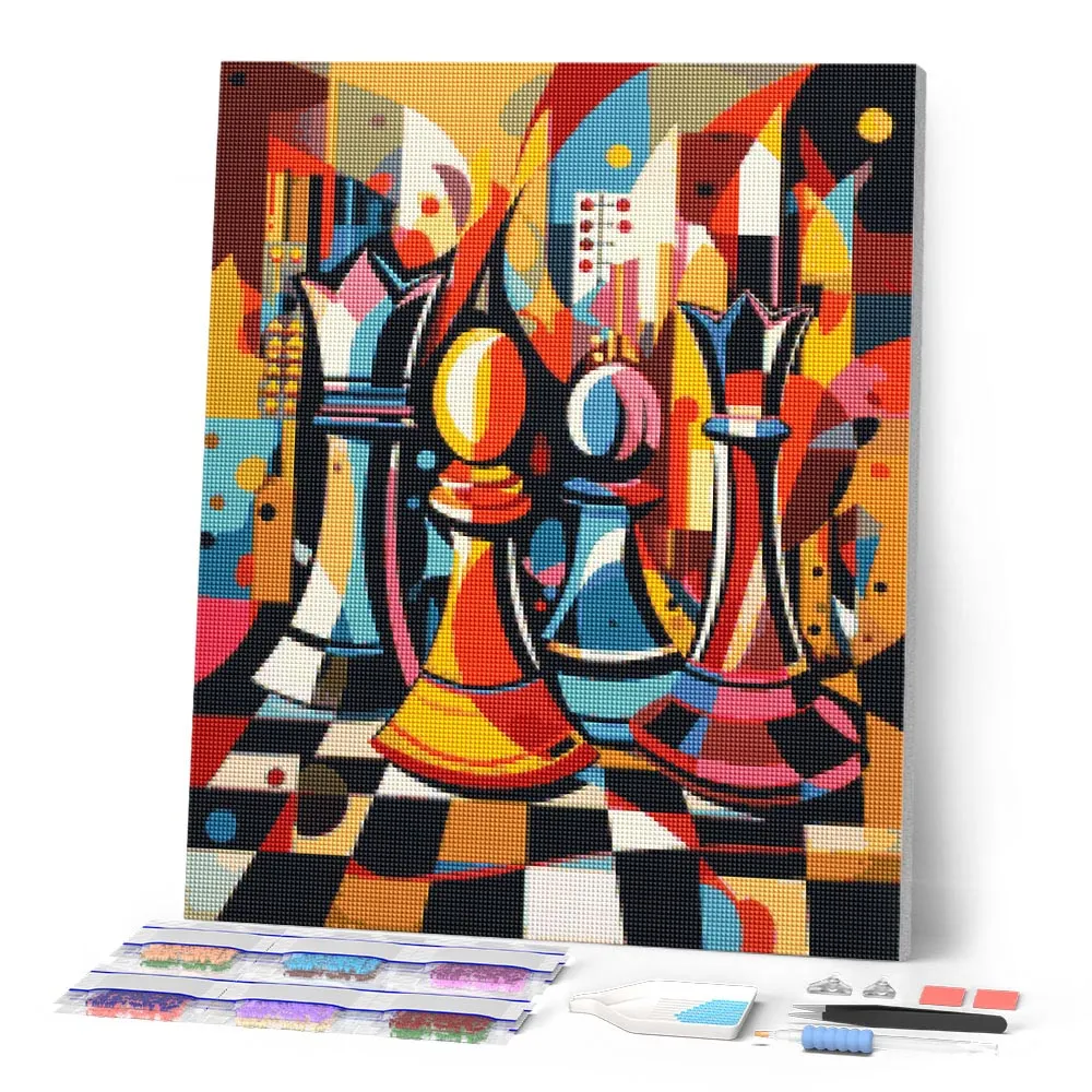 Figured'Art Gedurfd Abstract Schaakbord diamond painting 40x50cm