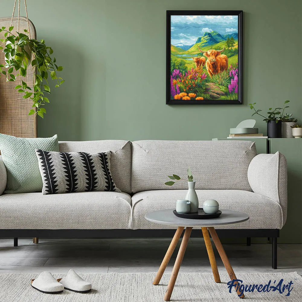 Figured'Art Schotse Hooglander diamond painting 40x50 cm full drill