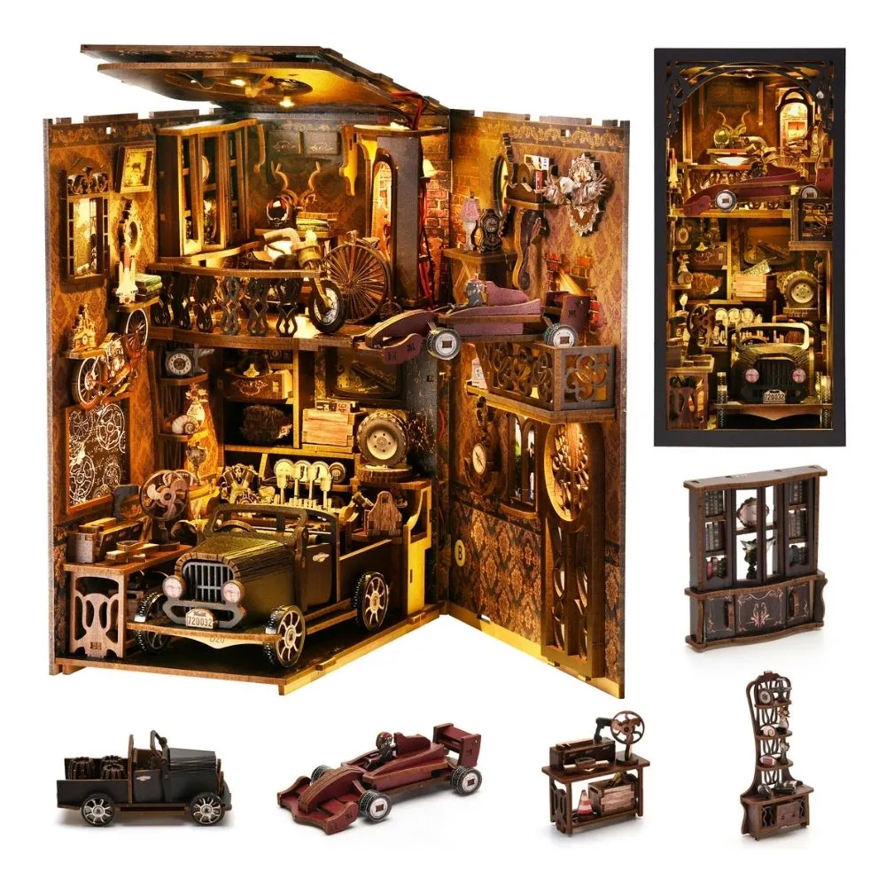 Figured'Art Vintage Garage Book Nook Kit 255 stuks met LED