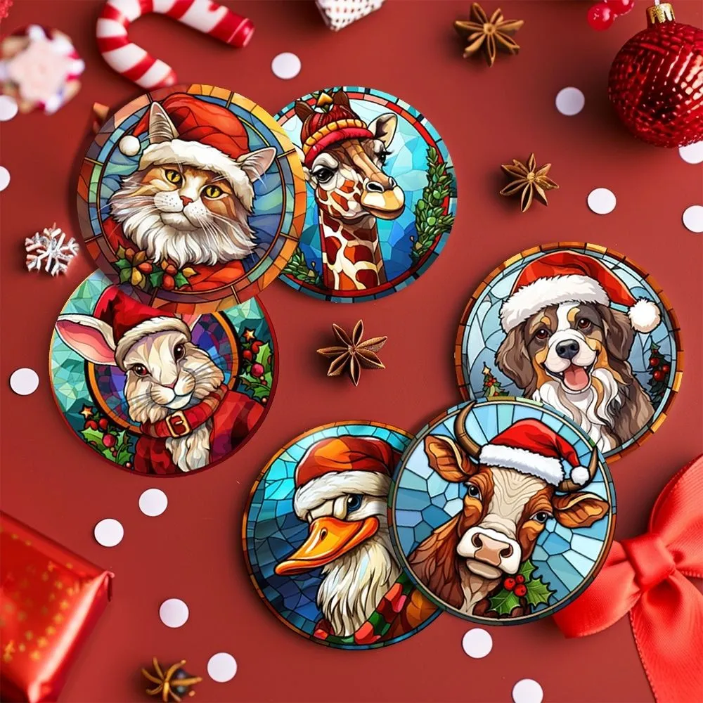 Figured'Art Kerstwezens schilderen op nummer onderzetters 10 cm 6x