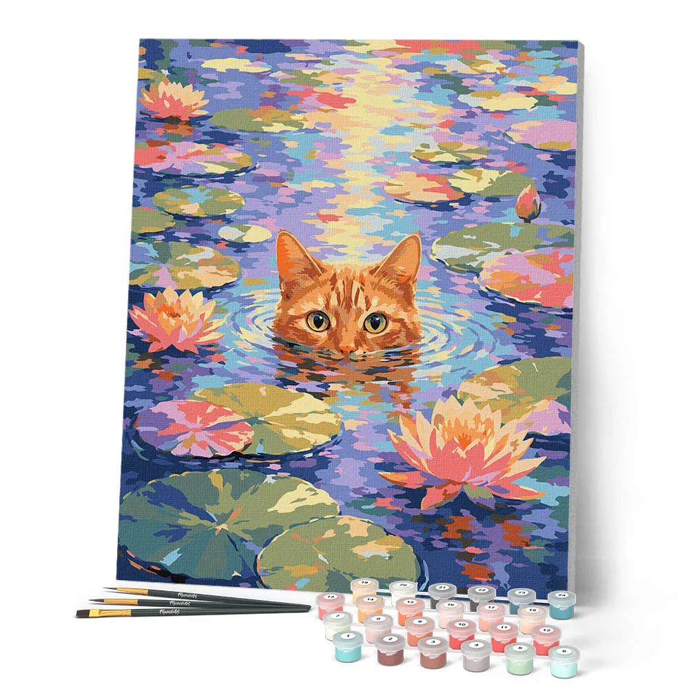 Figured'Art Tussen waterlelies schilderen op nummer 40x50 cm gemiddeld