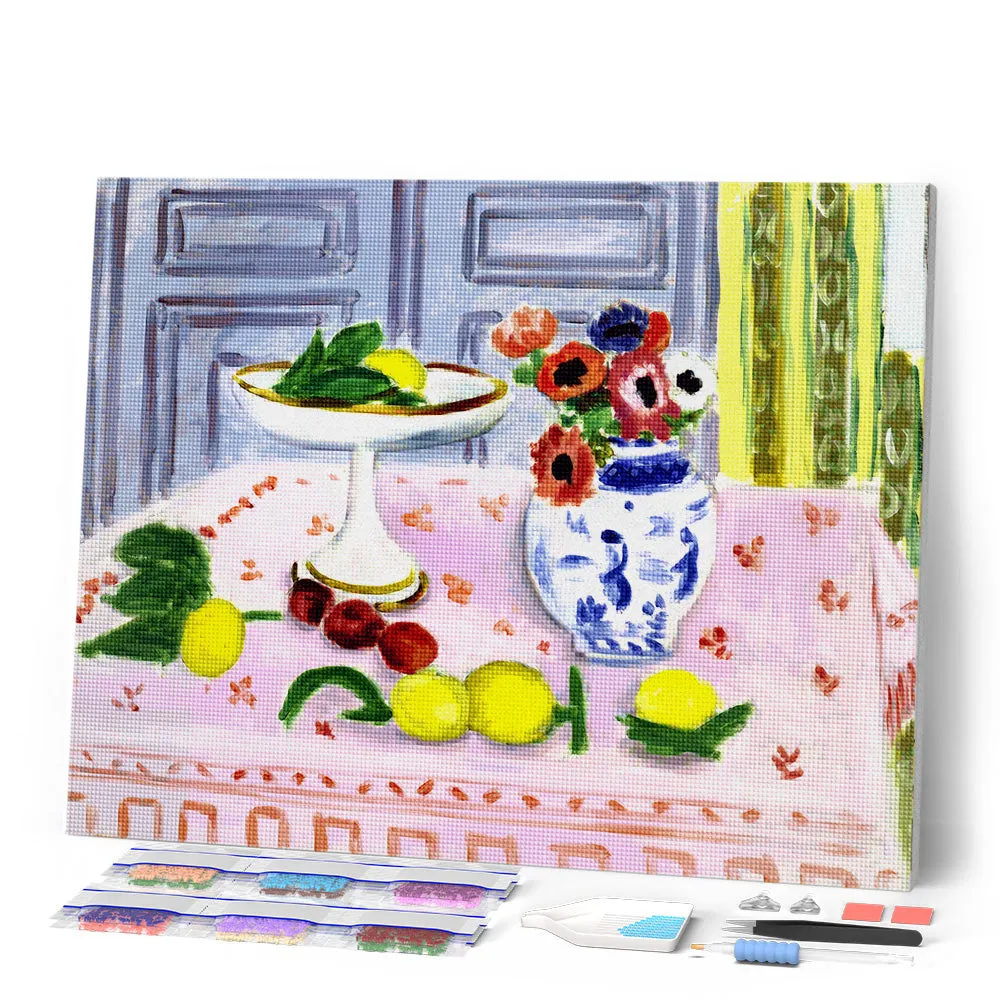 Figured'Art Het roze tafelkleed Matisse diamond painting 40x50 cm