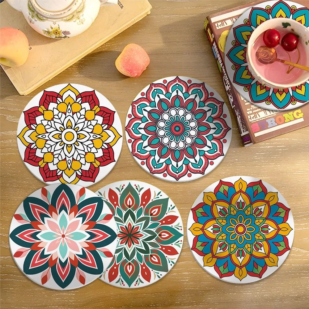Figured'Art Gekleurde Mandala schilderen op nummer onderzetters 6x