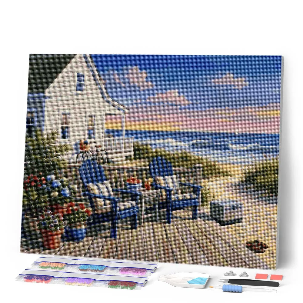 Figured'Art Kustveranda-uitje diamond painting 40x50 cm zee