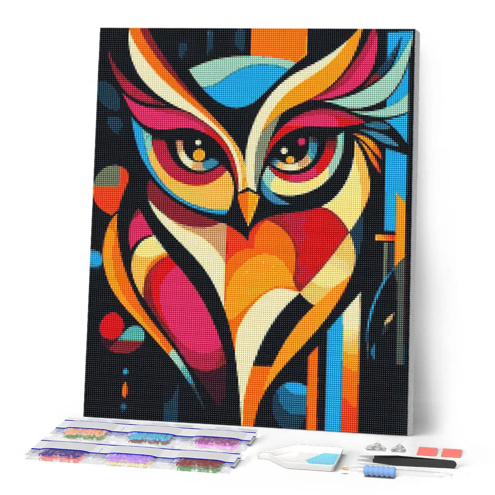 Figured'Art Gedurfd Abstract Uil diamond painting 40x50 cm uil