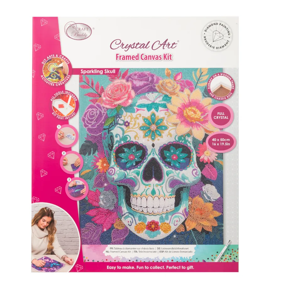 Craft Buddy Crystal Art Sparkling Skull diamond painting 40x50cm