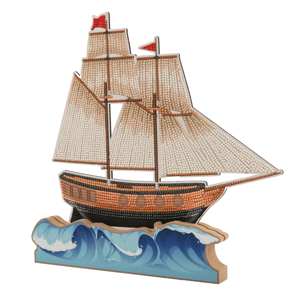 Craft Buddy Crystal Art Ship at Sea houten decoratie 31 cm tweezijdig