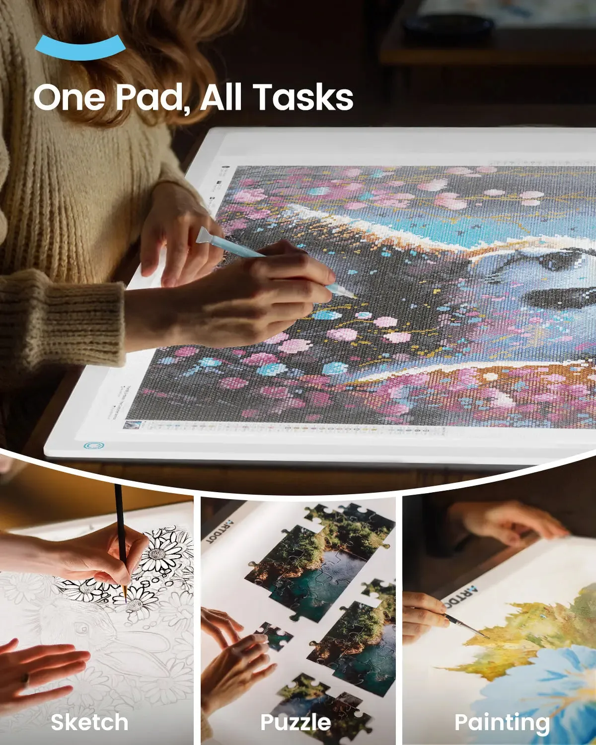 ARTDOT A3 lichtpad diamond painting LED 45x30,8 cm dimbaar