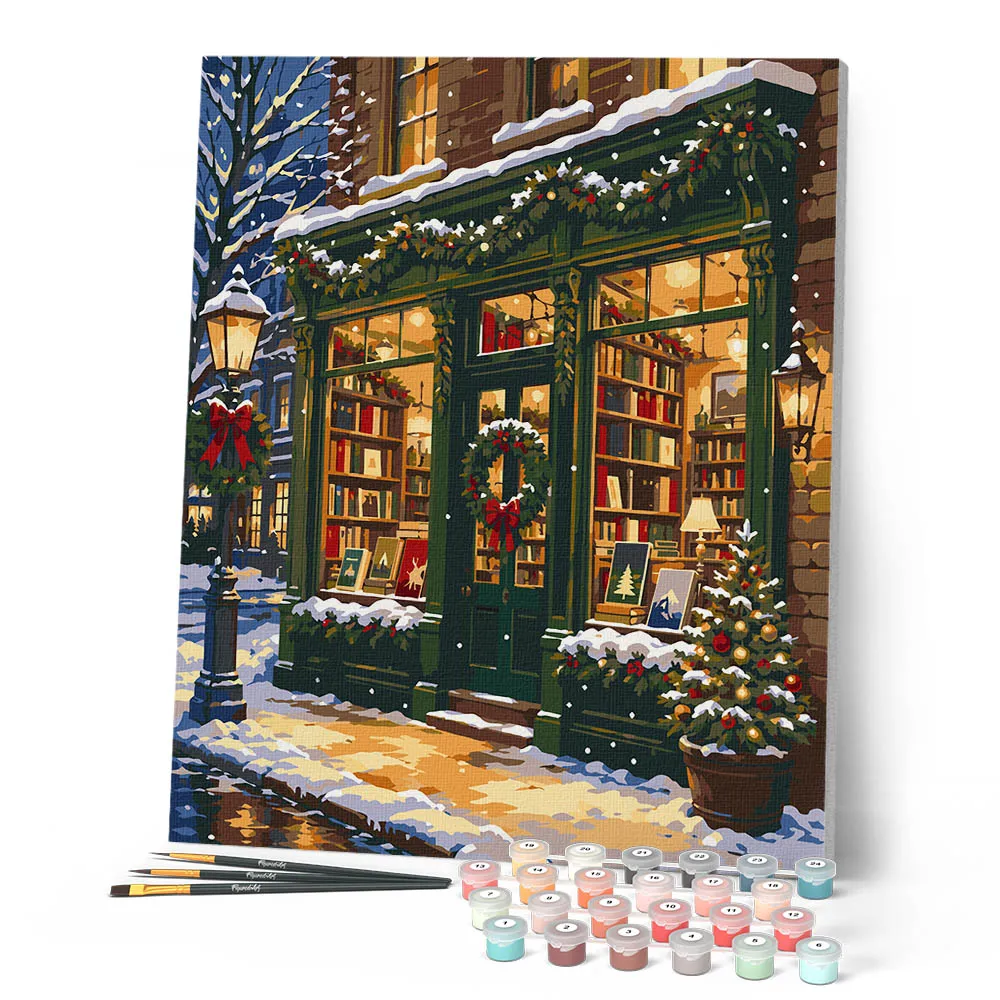 Figured'Art Kerstboekhandel schilderen op nummer 40x50 cm winter