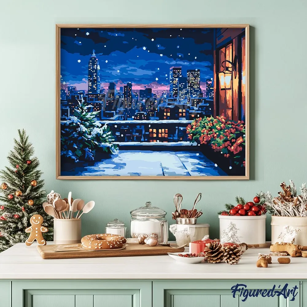 Figured'Art Winterbalkon schilderen op nummer 40x50 cm kerst