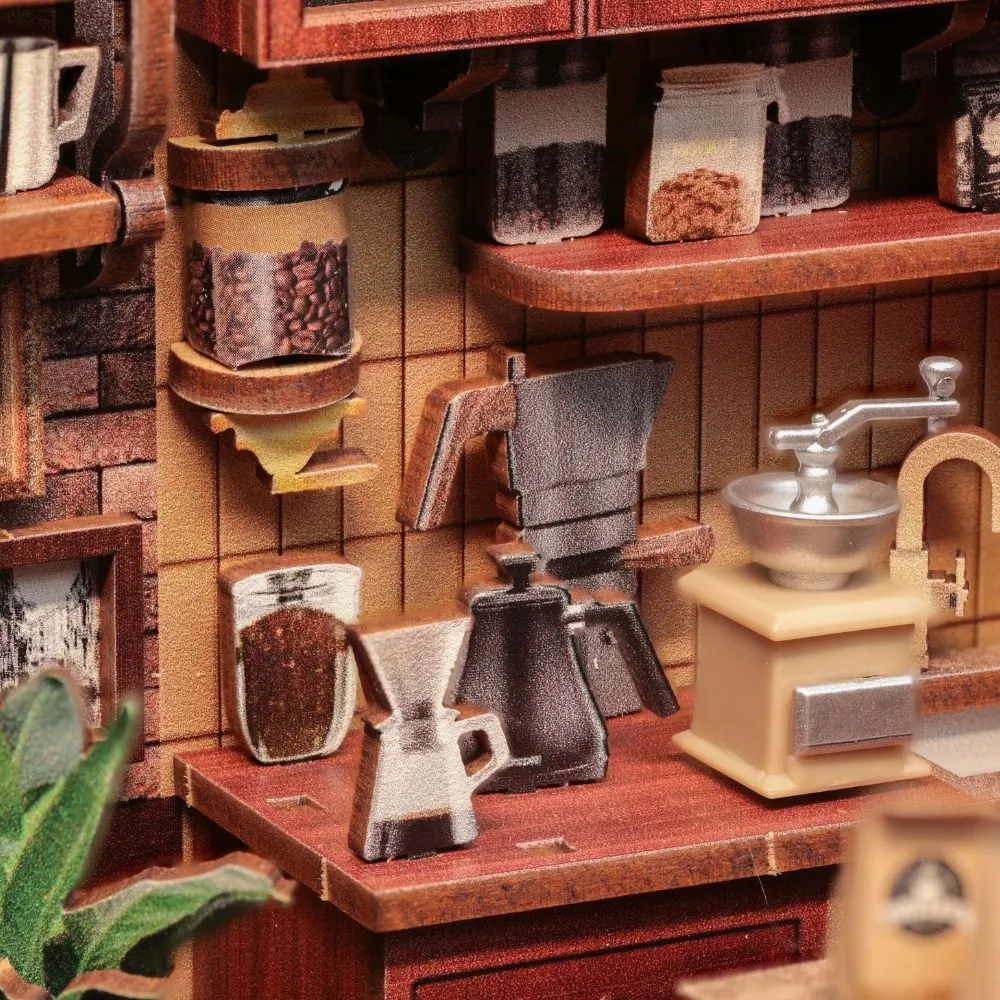 Figured'Art Miniatuurhuisje Hoekcafé bouwpakket met licht